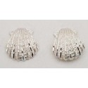 RARD984PERS Sterling Silver Diamond Cut Scallop Shell Post Earrings 